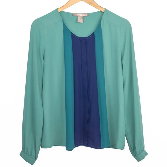 Love 21 Colorblock Ombre Blouse Teal & Blue  – Size Small - Picture 9 of 10
